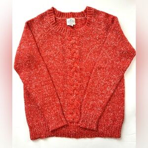 St. John’s Bay Pumpkin Orange Scoop Neck Cable Knit Fall Sweater EUC size Medium